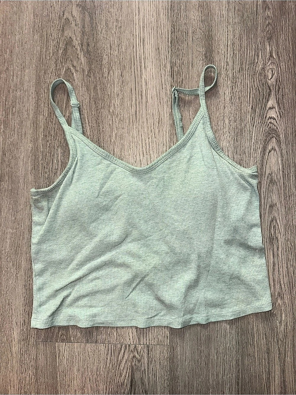 PINK Green Built in Bra Cropped Tank Small